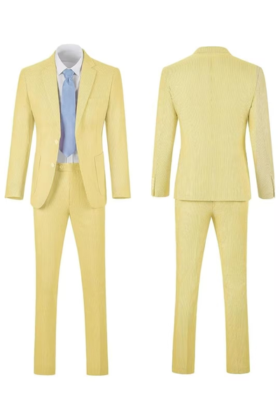Seersucker Striped Blazer Pants 2 Piece Men's Summer Suit