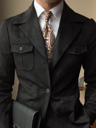 Old Money Italian Slim Fit Velvet Suede Jacket