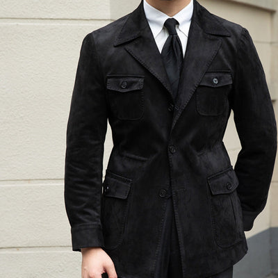Old Money Italian Slim Fit Velvet Suede Jacket