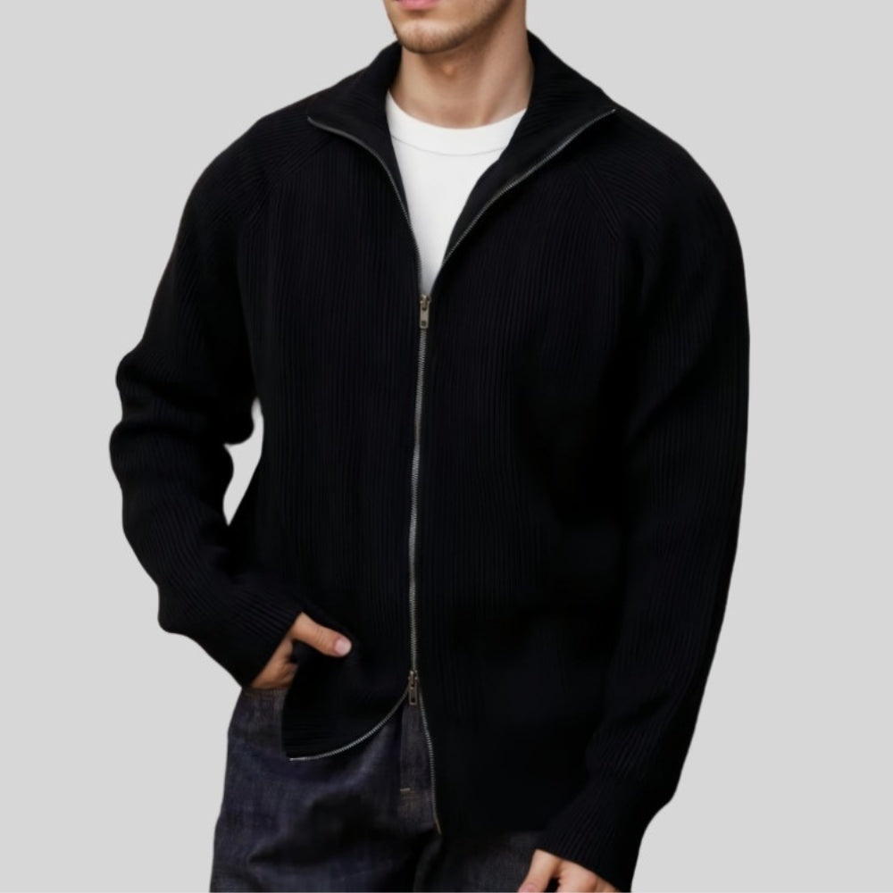 Old Money Thick Knitted Zipper Sweater Cardigan