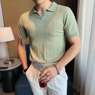 Old Money V-Neck Ice Silk POLO T-Shirt