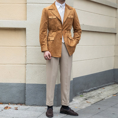 Old Money Italian Slim Fit Velvet Suede Jacket