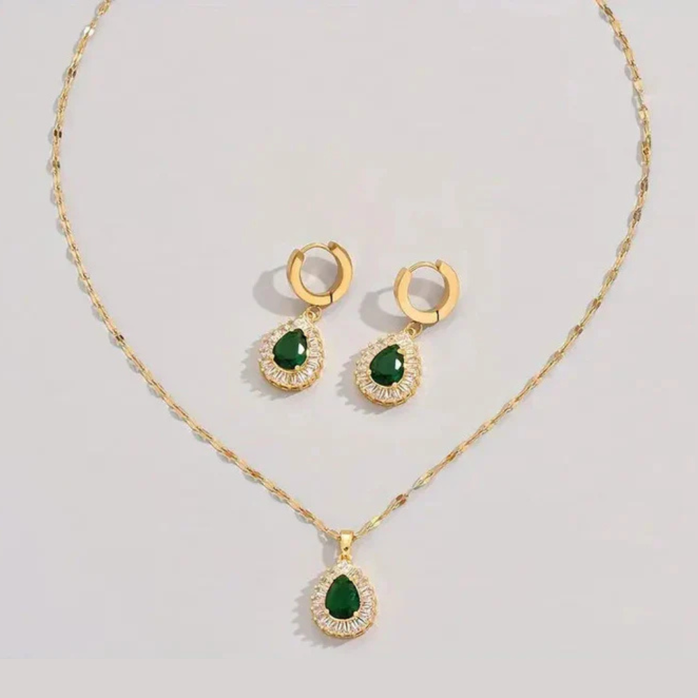 Sophisticated Golden Gemstone Jewellery Set