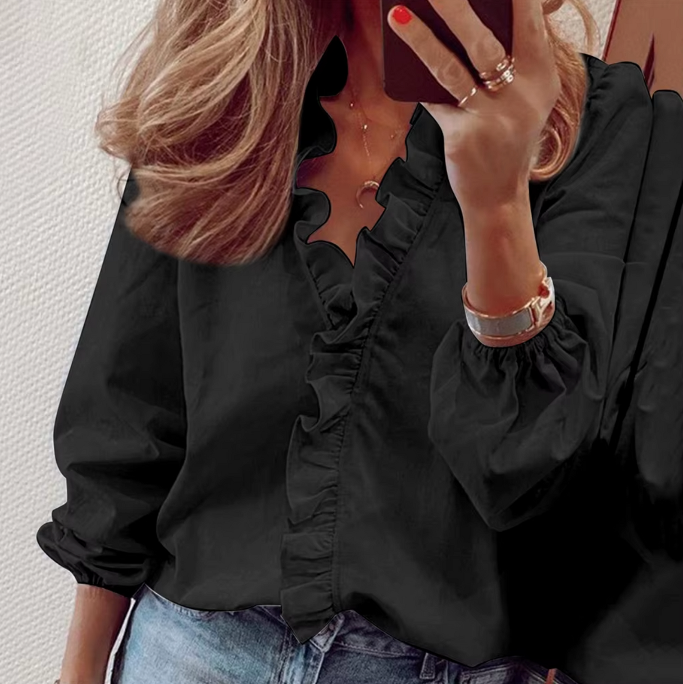 Maisie | Ruffled V-Neck Blouse