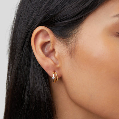 Rhea | Dazzling Crystal Gold Earrings