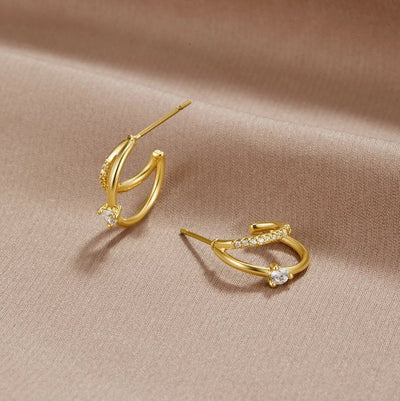 Rhea | Dazzling Crystal Gold Earrings