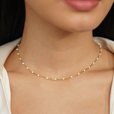 Luna | Chic White Bead Necklace