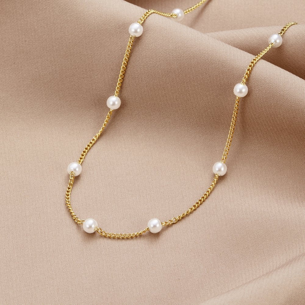 Aurelia | Elegant Gold Pearl Necklace