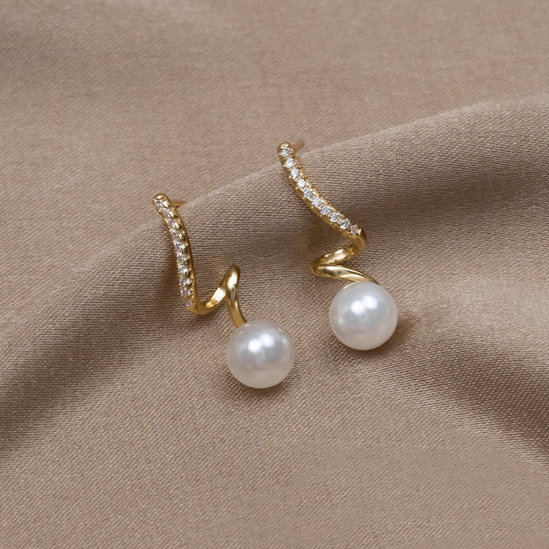 Tamara | Elegant Pearl Wave Earrings