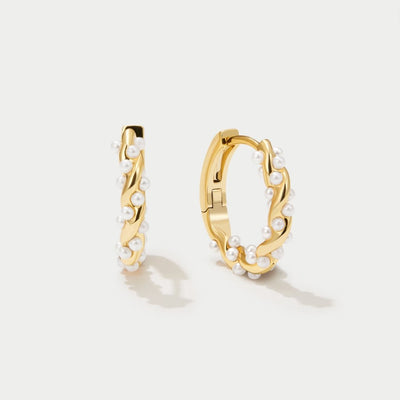 Valea | Elegant Pearl Hoop Earrings